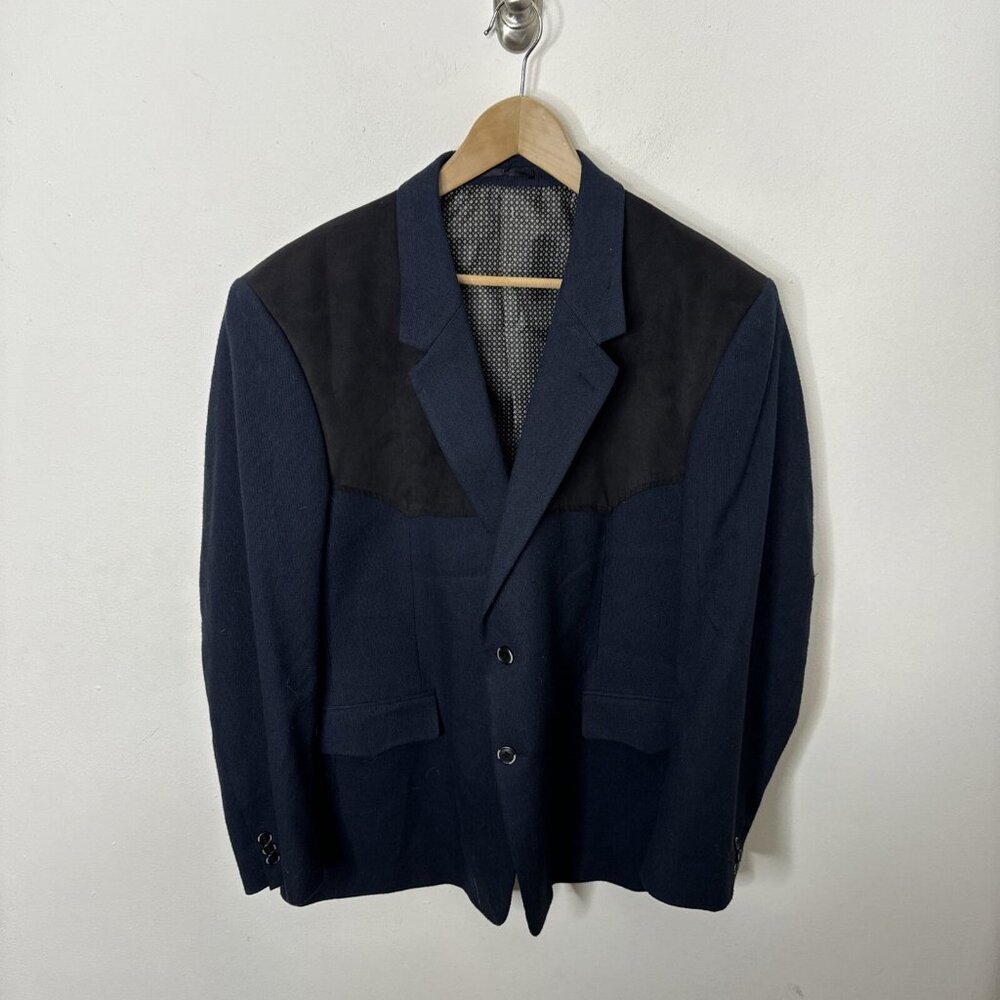 Vintage Pinto Ranch Men 44 Western Blazer Blue Black Cowboy